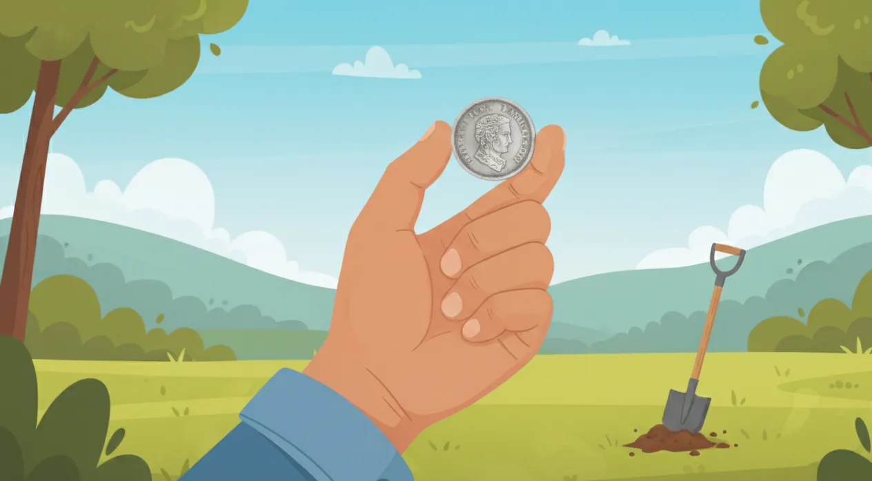 hand holding a coin on it
